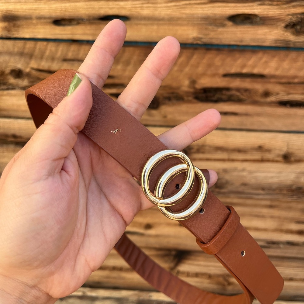 UNBRANDED | Cognac Brown Gold Women’s Belt S/M - Picture 2 of 3